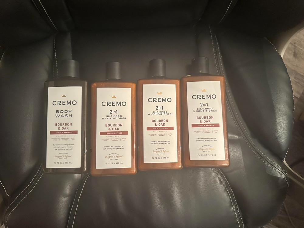 4 Pack - Cremo Bourbon Oak (3 2 in 1 Shampoo Conditioner 1 Body Wash 16 OZ)